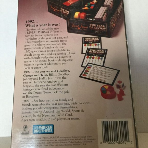 NEW Parker Brothers Classic 1992 Triva Pursuit The Year in Review Game Sealed - Picture 3 of 6